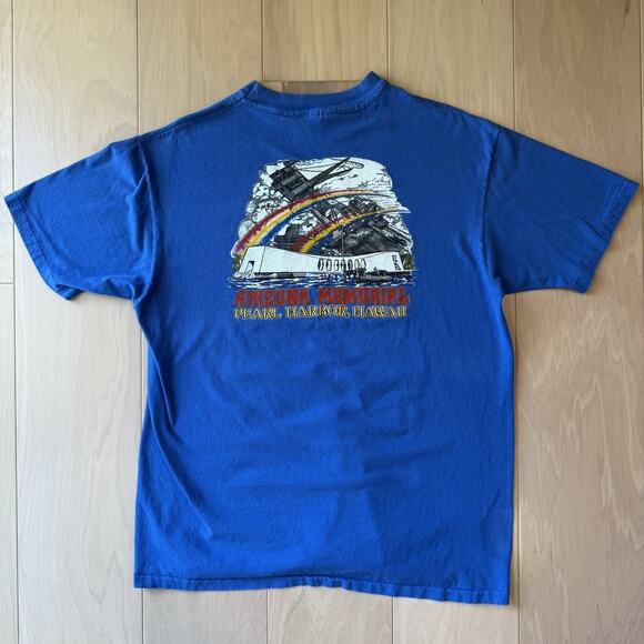 Vintage USS Arizona BB39 Shirt XL Blue 80s Pearl Harbor Memorial Military - Picture 6 of 8